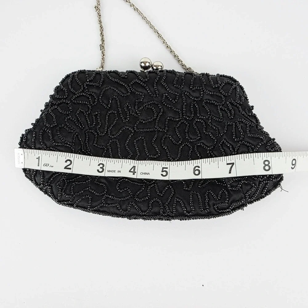 Vintage La Regale Black Beaded Evening Bag NWT